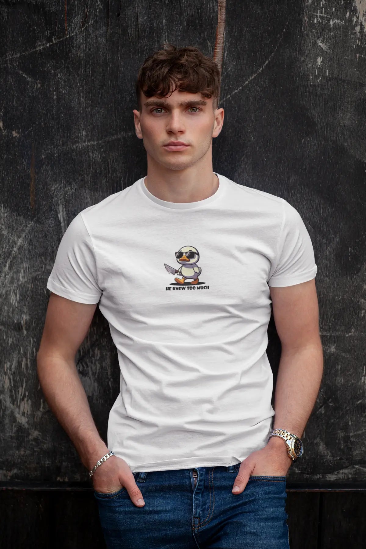 Regular fit T-shirt: HE KNEW TOO MUCH